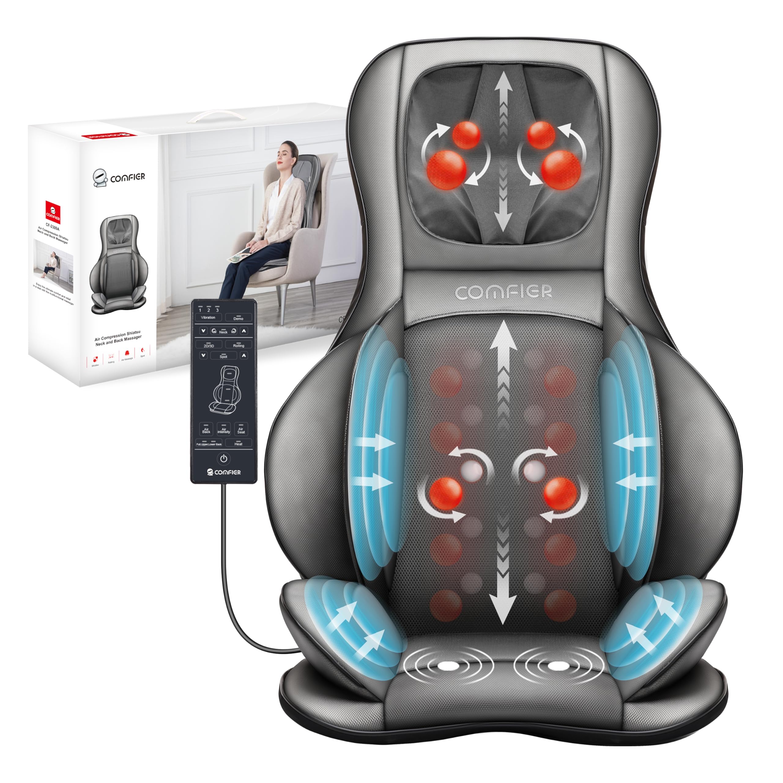 COMFIER Full-Body Shiatsu Massager Chair with Heat