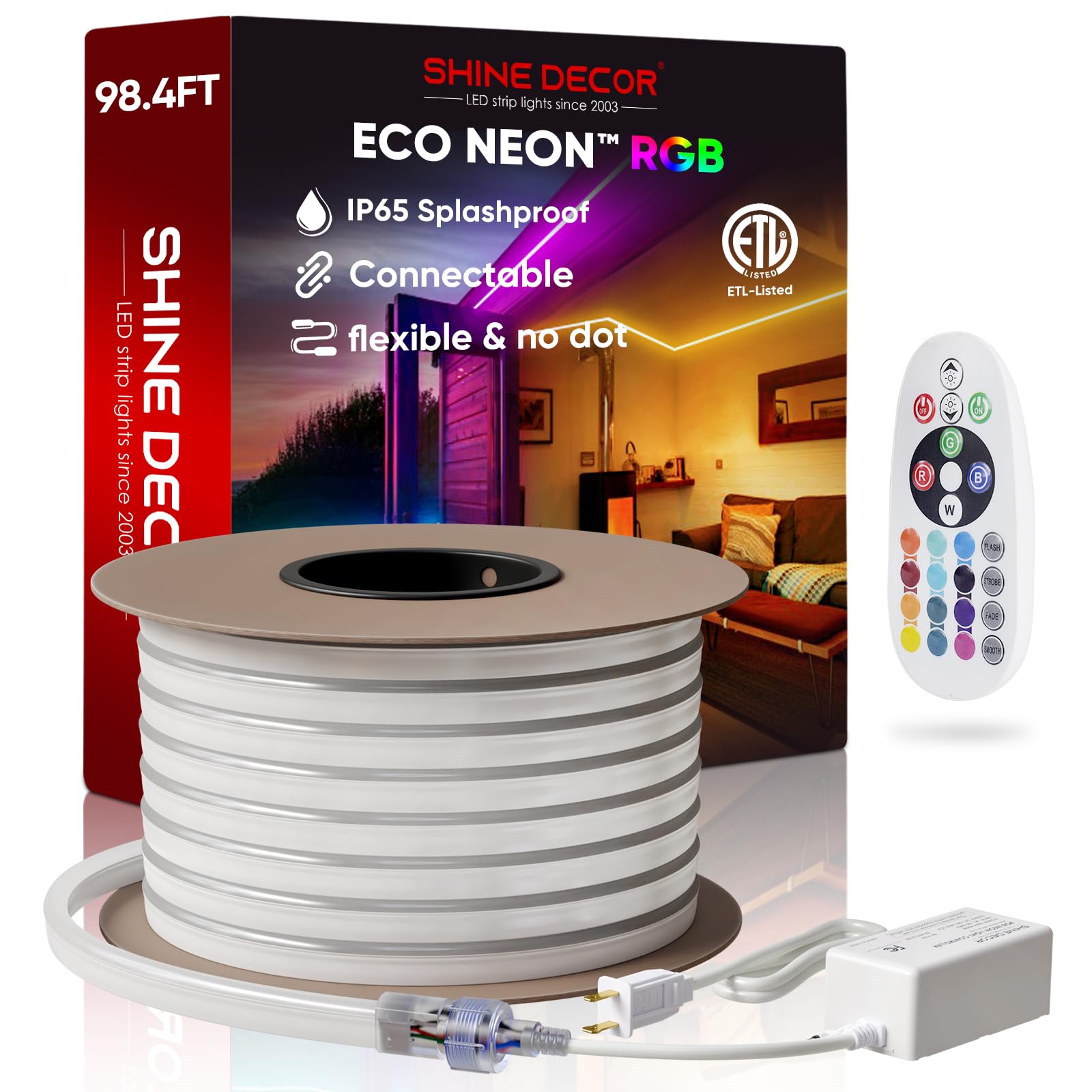 ShineBright LED RGB Neon Flex Lights 98.4FT