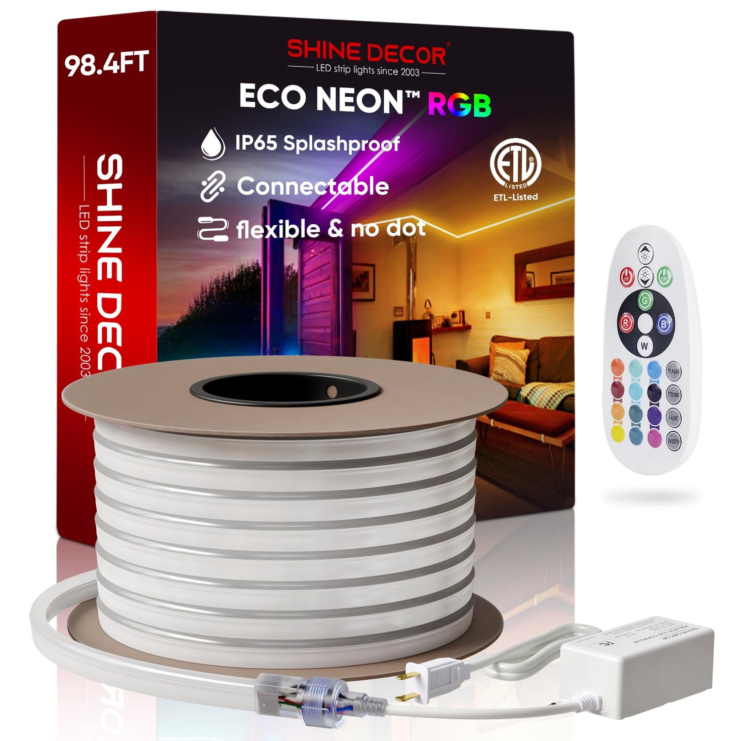 ShineBright LED RGB Neon Flex Lights 98.4FT